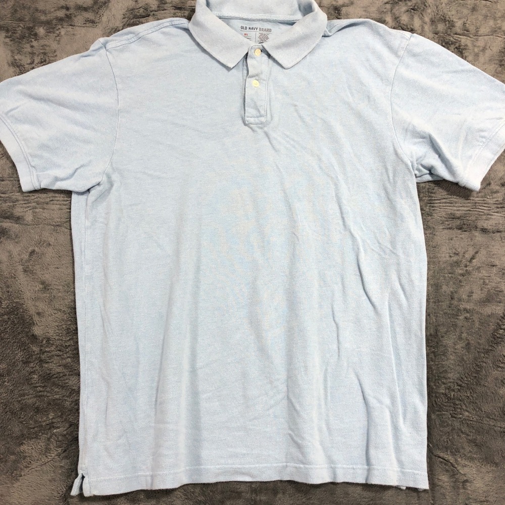Old Navy Polo Shirt Men XL Light Blue Short Sleeve Pique Cotton
